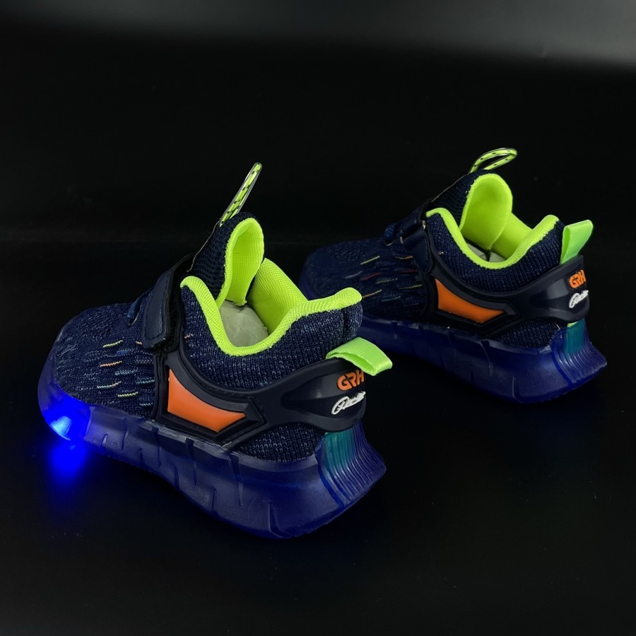 Pantofiori sport Vovo Z-29 BLUE/GREEN (Q05) - Luminite Led - happy-baby.ro